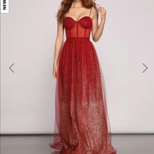 Red and Gold Prom Dress